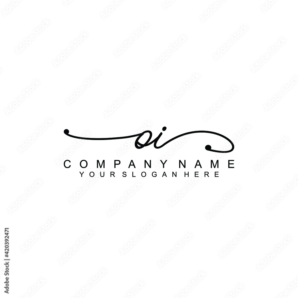 OI beautiful Initial handwriting logo template OI beautiful Initial handwriting logo template
