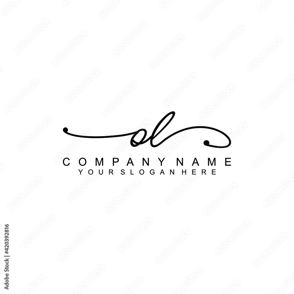 OL beautiful Initial handwriting logo template OL beautiful Initial handwriting logo template