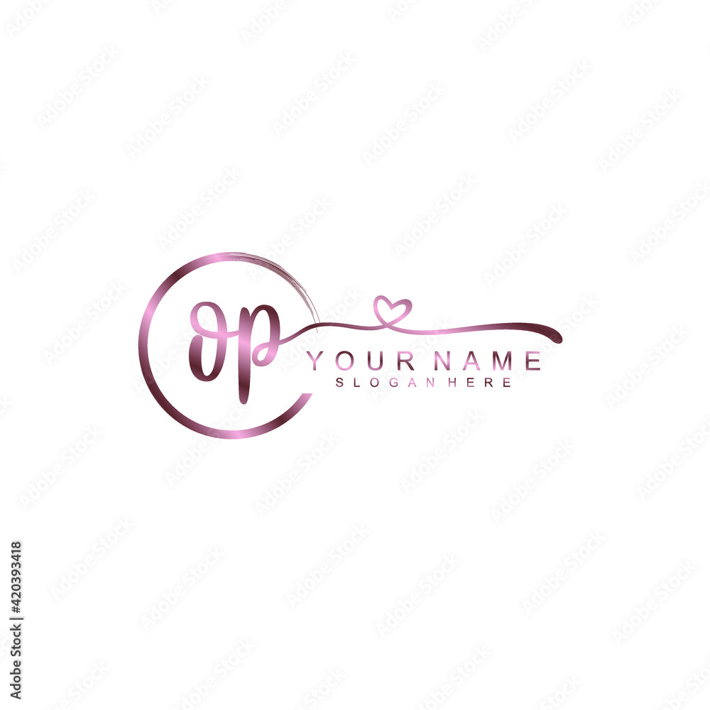 OP beautiful Initial handwriting logo template