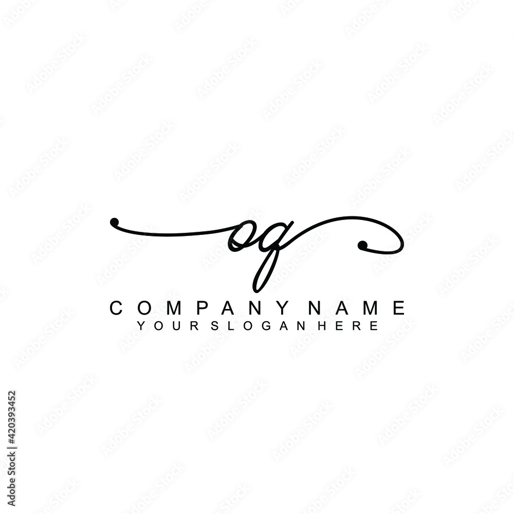OQ beautiful Initial handwriting logo template OQ beautiful Initial handwriting logo template
