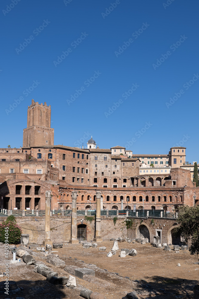 Trajan Forum and Market Ruins in Rome, Italy