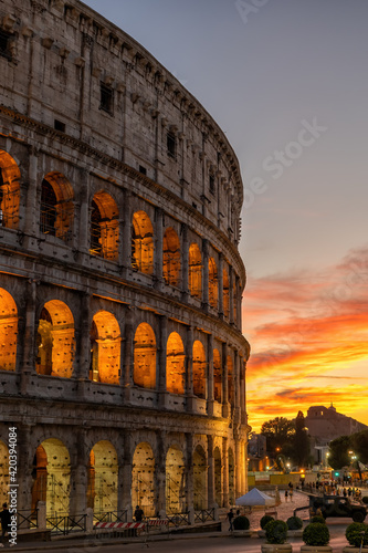 Colosseum at Sunset in Rome, Italy