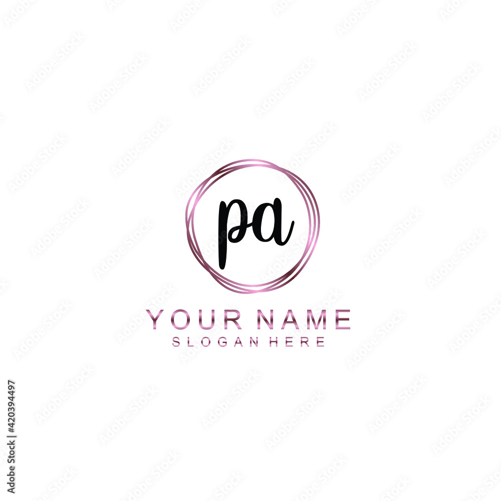 PA beautiful Initial handwriting logo template PA beautiful Initial handwriting logo template