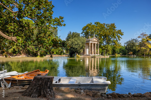 Photography Lake in Villa Borghese Gardens in Rome, Italy