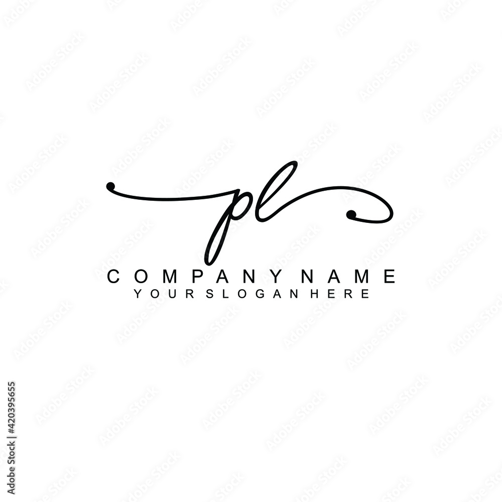 PL beautiful Initial handwriting logo template