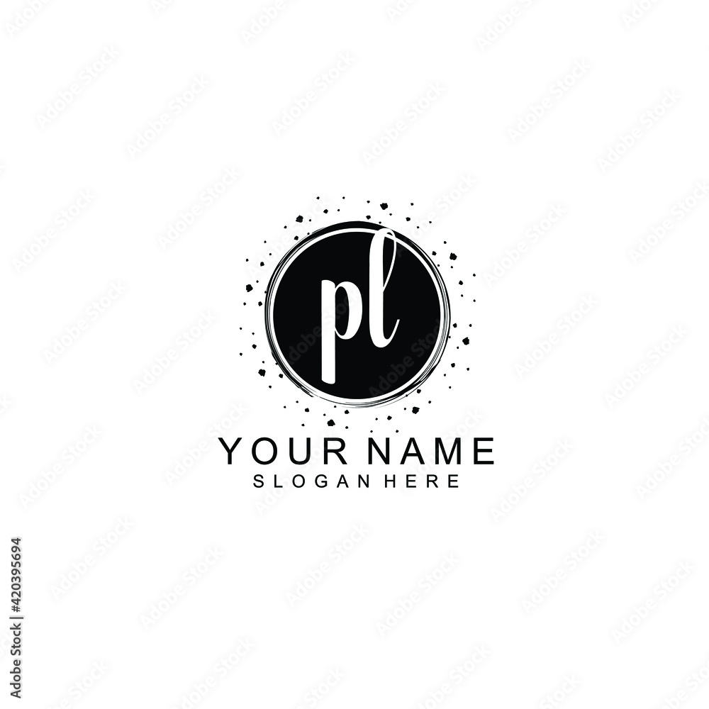 PL beautiful Initial handwriting logo template PL beautiful Initial handwriting logo template