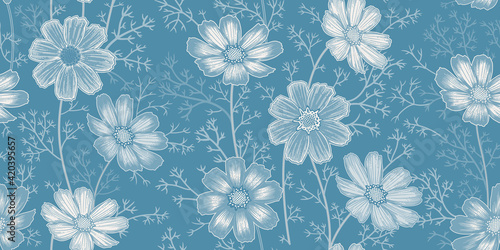 Wallpaper Mural Seamless spring floral pattern. Garden flowers chamomile. Vintage vector. Torontodigital.ca
