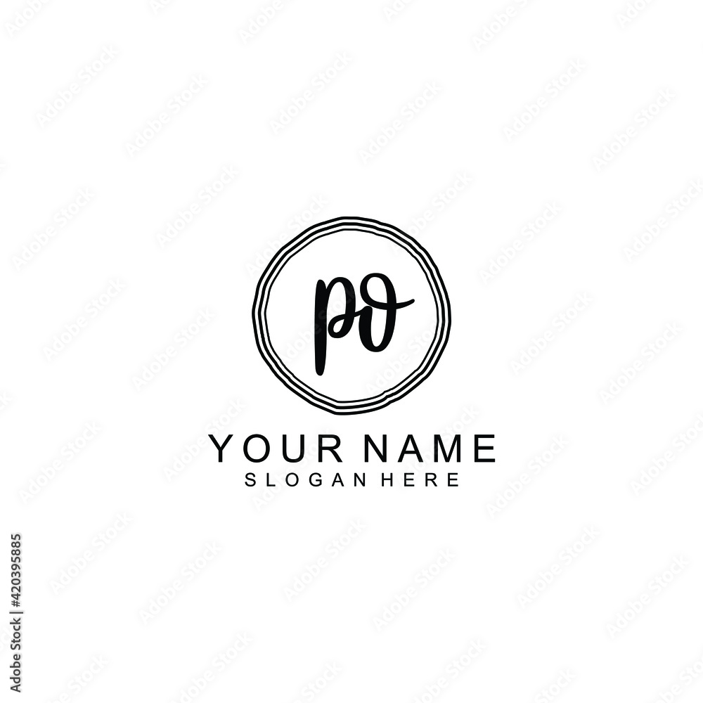 PO beautiful Initial handwriting logo template