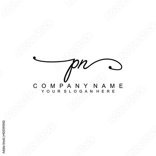 PN beautiful Initial handwriting logo template