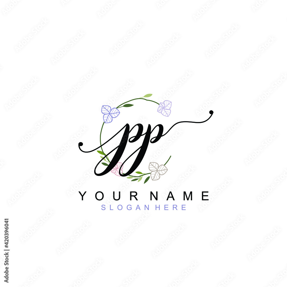 PP beautiful Initial handwriting logo template PP beautiful Initial handwriting logo template