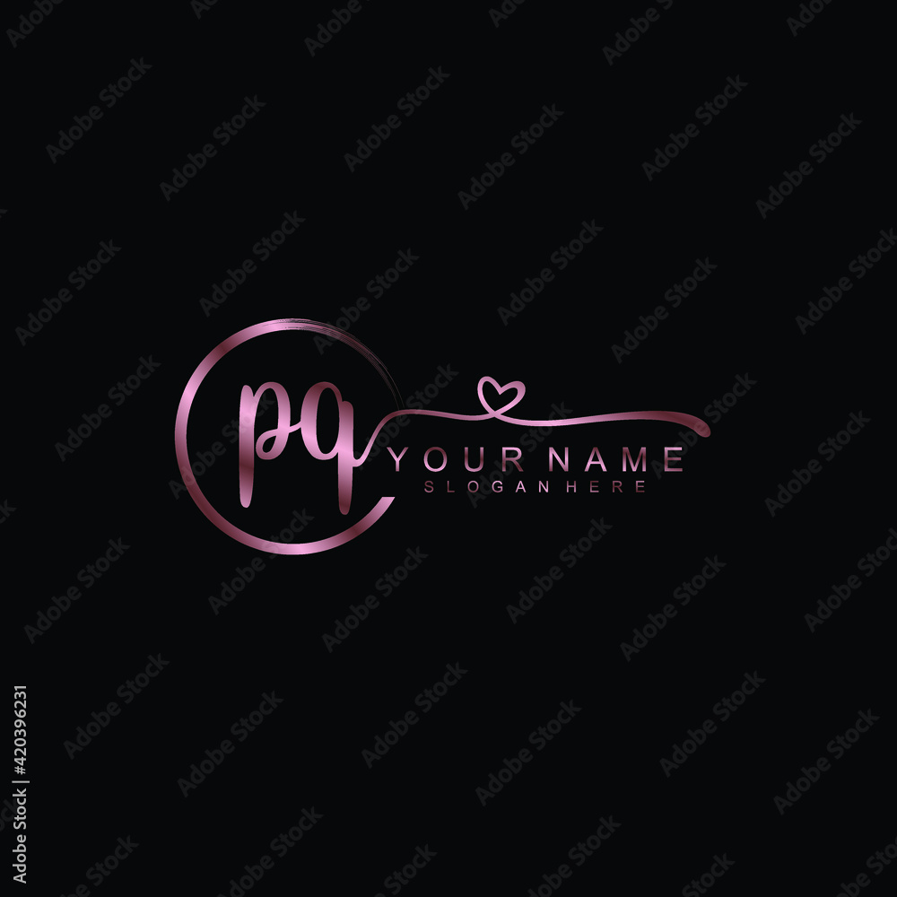 PQ beautiful Initial handwriting logo template PQ beautiful Initial handwriting logo template