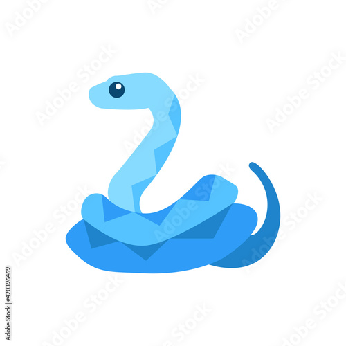 Cute blue snake vector emoji