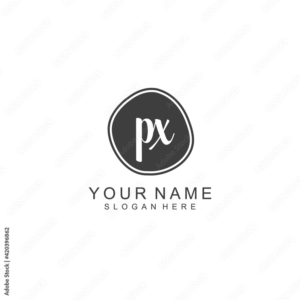 PX beautiful Initial handwriting logo template PX beautiful Initial handwriting logo template
