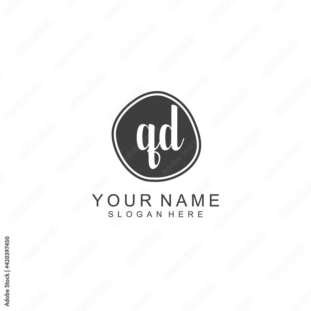 QD beautiful Initial handwriting logo template