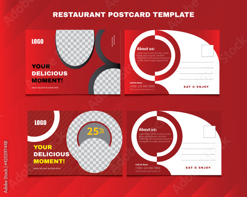 Restaurants Postcard Template, Food Postcard Template Sports, Vector Template, Professional Business Postcard Design, Event Card Design, Invitation Design, Direct Mail EDDM Template.