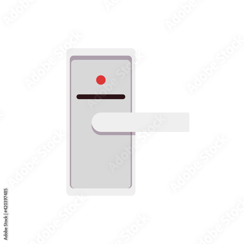 Electronic door lock close up, flat vector illustration isolated on white.