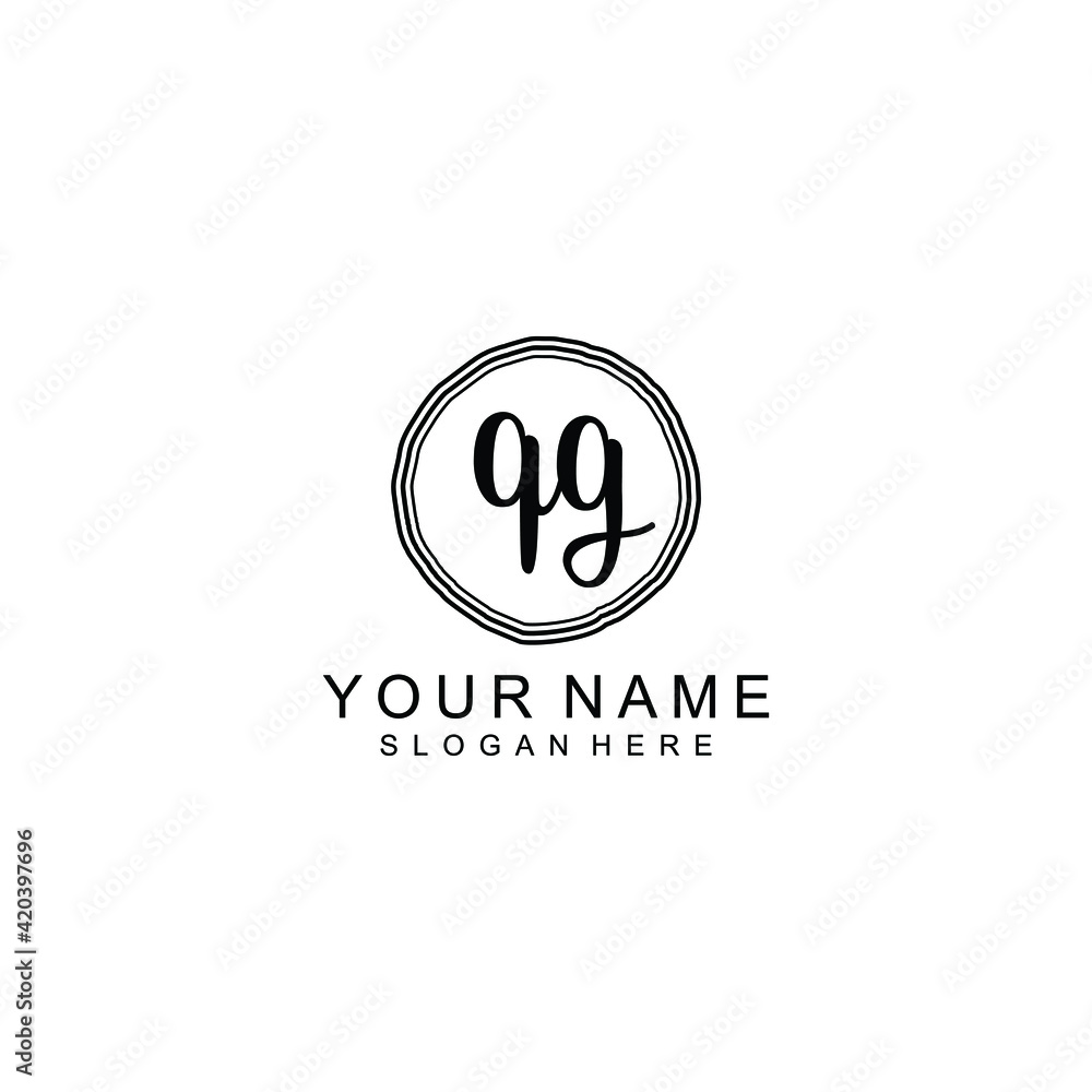 QG beautiful Initial handwriting logo template QG beautiful Initial handwriting logo template