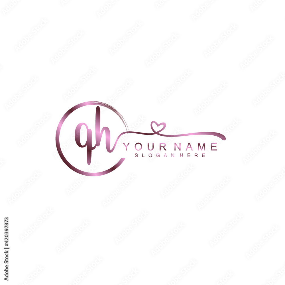 QH beautiful Initial handwriting logo template
