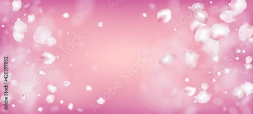Cherry Sakura Petals Confetti. Noble Premium Tender Pattern. Falling