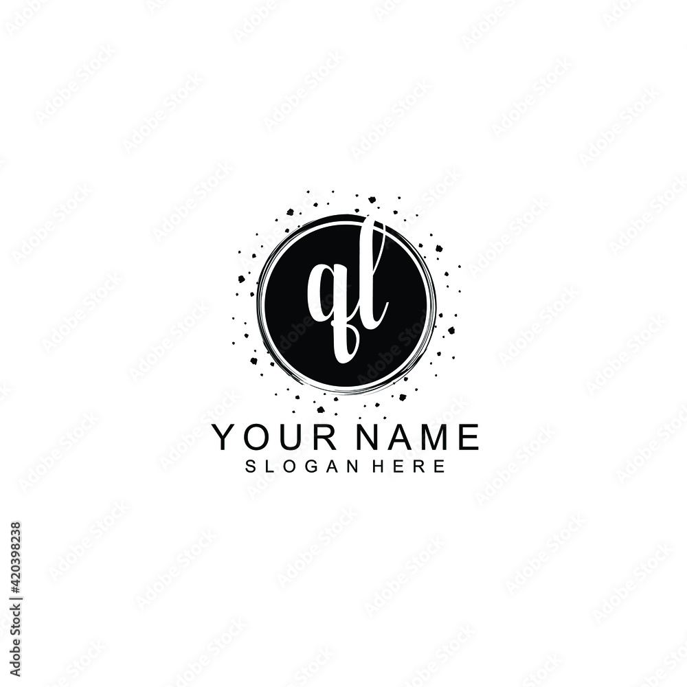 QL beautiful Initial handwriting logo template QL beautiful Initial handwriting logo template