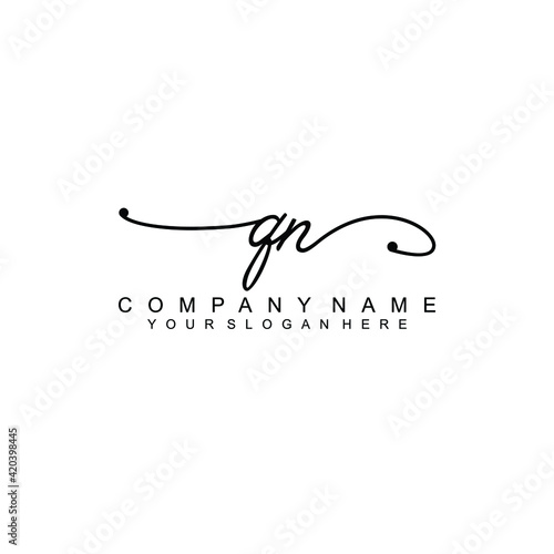 QN beautiful Initial handwriting logo template
