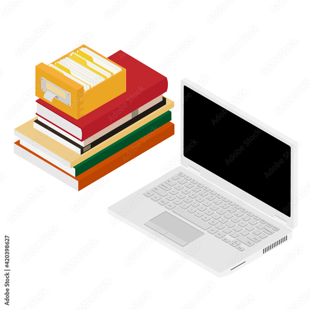 Laptop and books Laptop and books