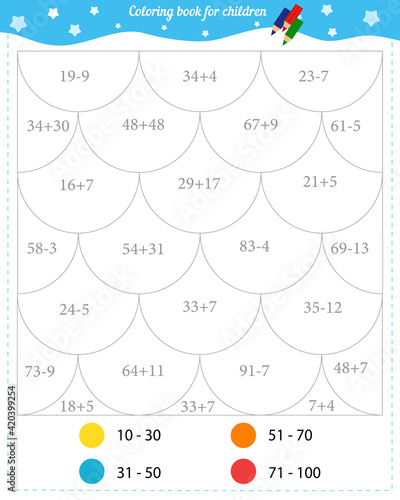 Fotografi Mathematical coloring book for school children