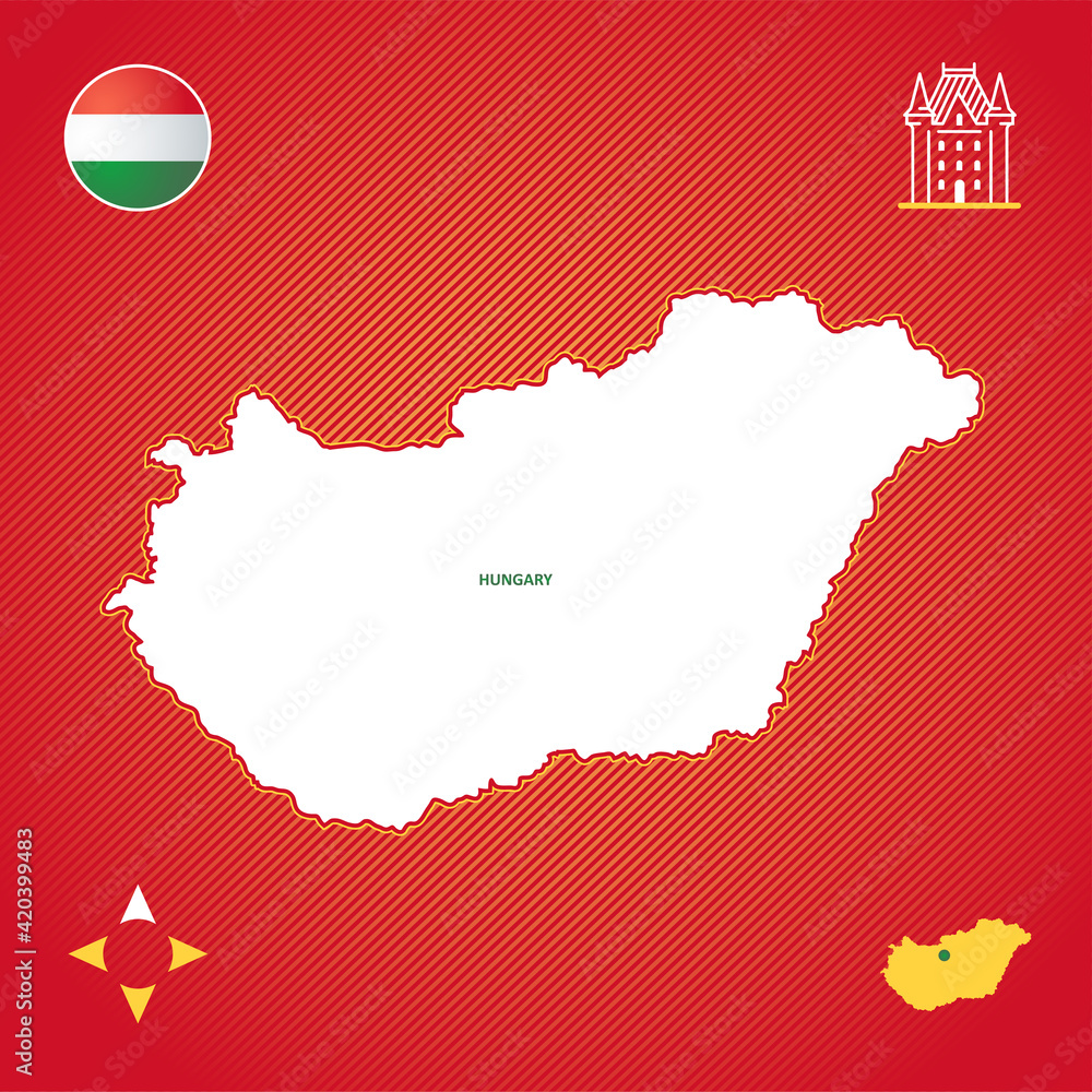 Fototapeta premium simple outline map of Hungary
