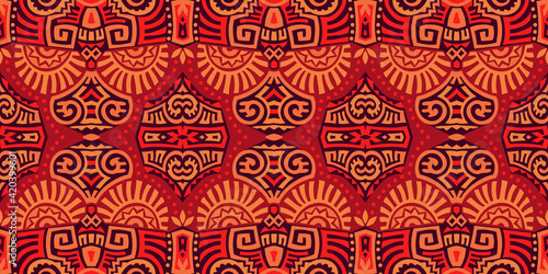 Abstract Ethnic Vector Seamless Pattern. Trendy boho tile. African textile design. Scandinavian ornament. Perfect for wallpaper, cloth, wrapping paper and other endless fill.