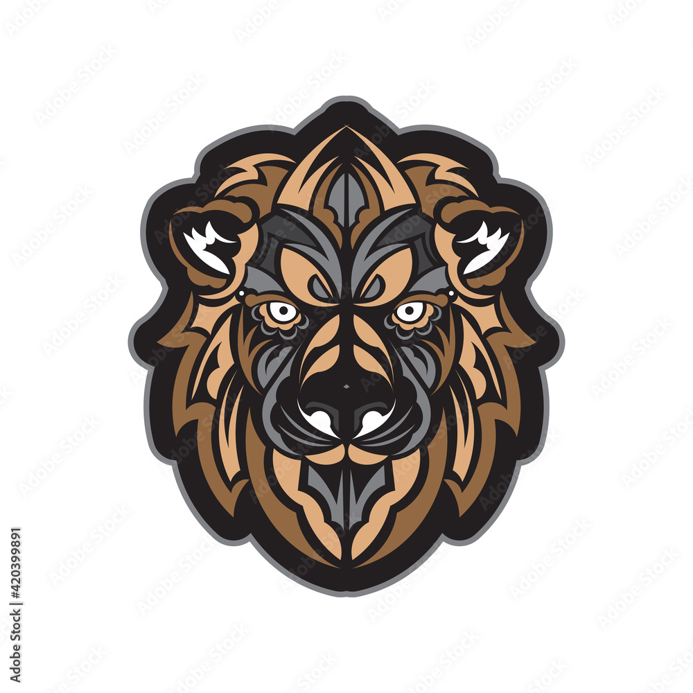 The face of a lion from Boho patterns. Good for logo or print. Isolated. Vector The face of a lion from Boho patterns. Good for logo or print. Isolated. Vector