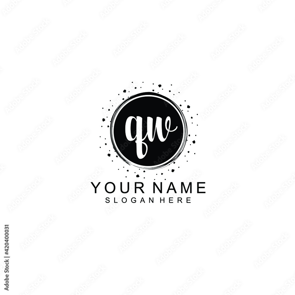 QW beautiful Initial handwriting logo template