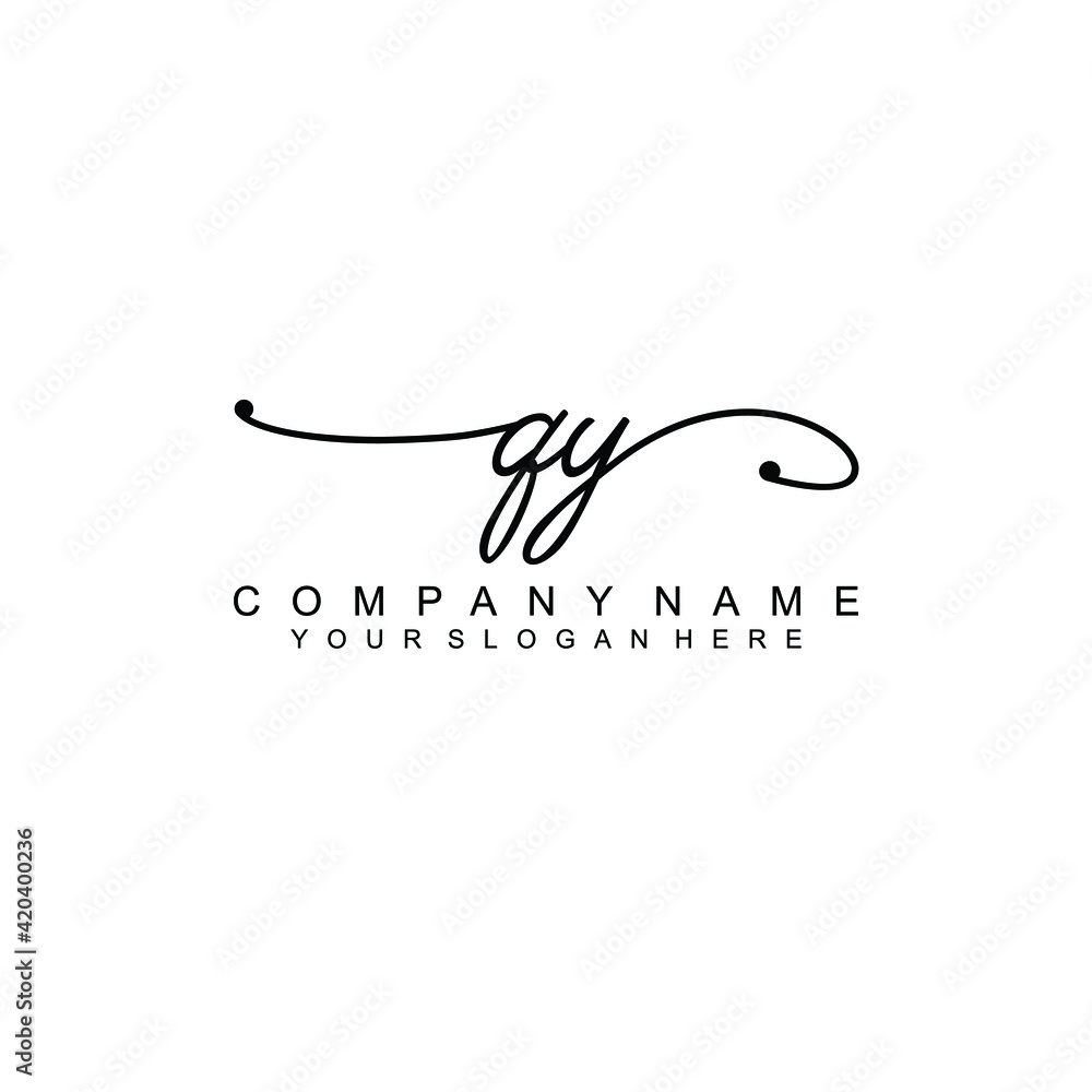 QY beautiful Initial handwriting logo template QY beautiful Initial handwriting logo template