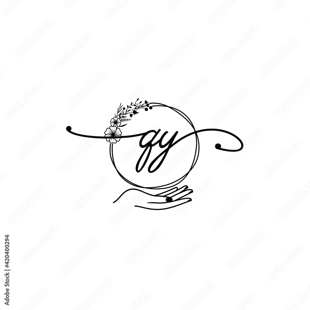 QY beautiful Initial handwriting logo template