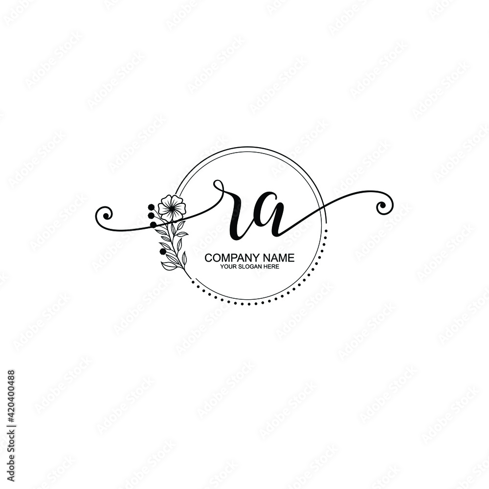 RA beautiful Initial handwriting logo template RA beautiful Initial handwriting logo template