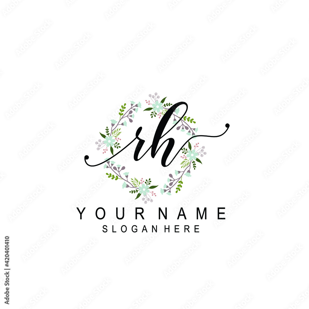 RH beautiful Initial handwriting logo template RH beautiful Initial handwriting logo template