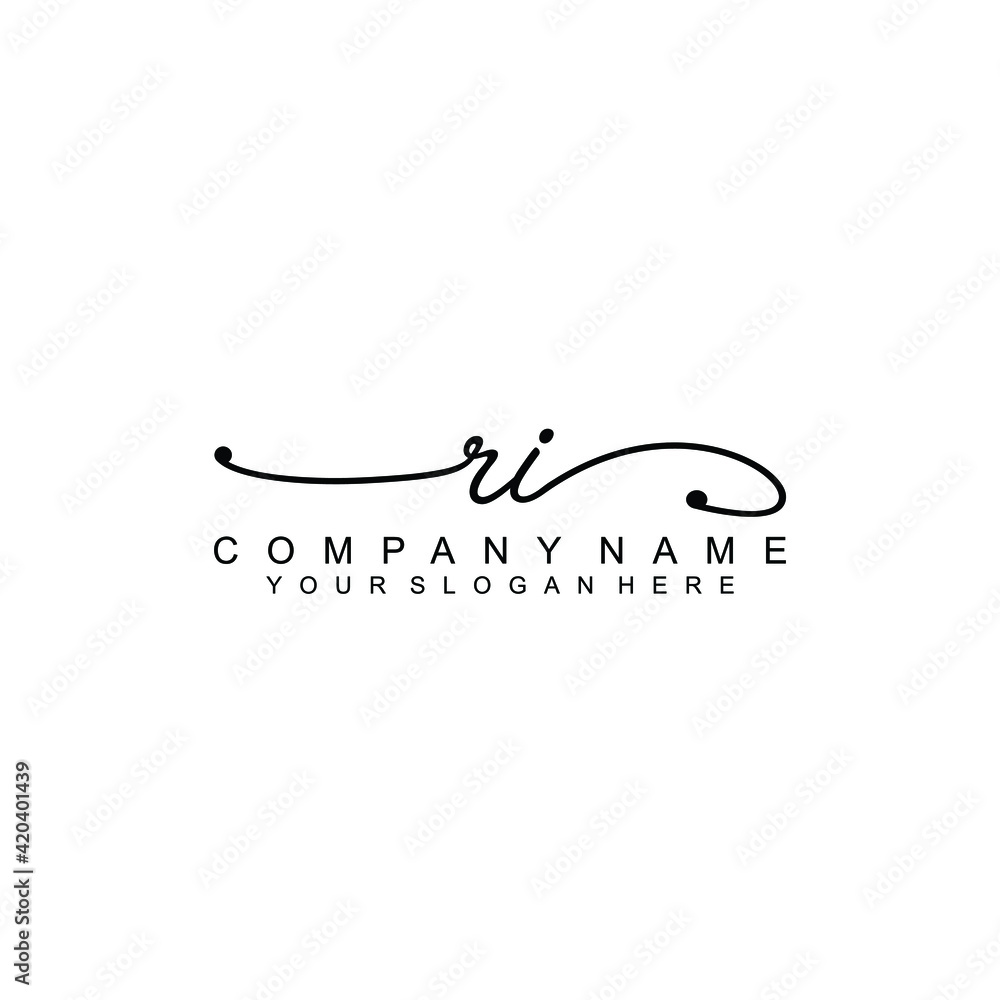 RI beautiful Initial handwriting logo template RI beautiful Initial handwriting logo template