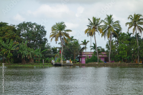 Backwaters network of brackish lagoons in Kerala