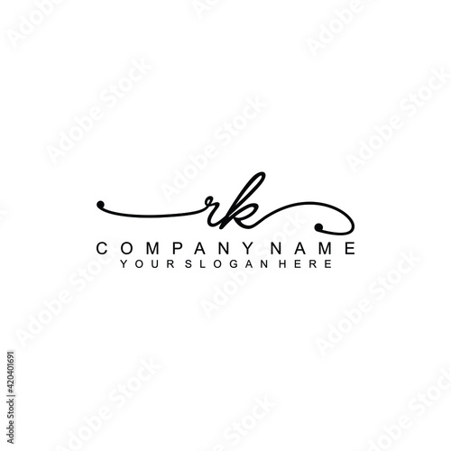 RK beautiful Initial handwriting logo template