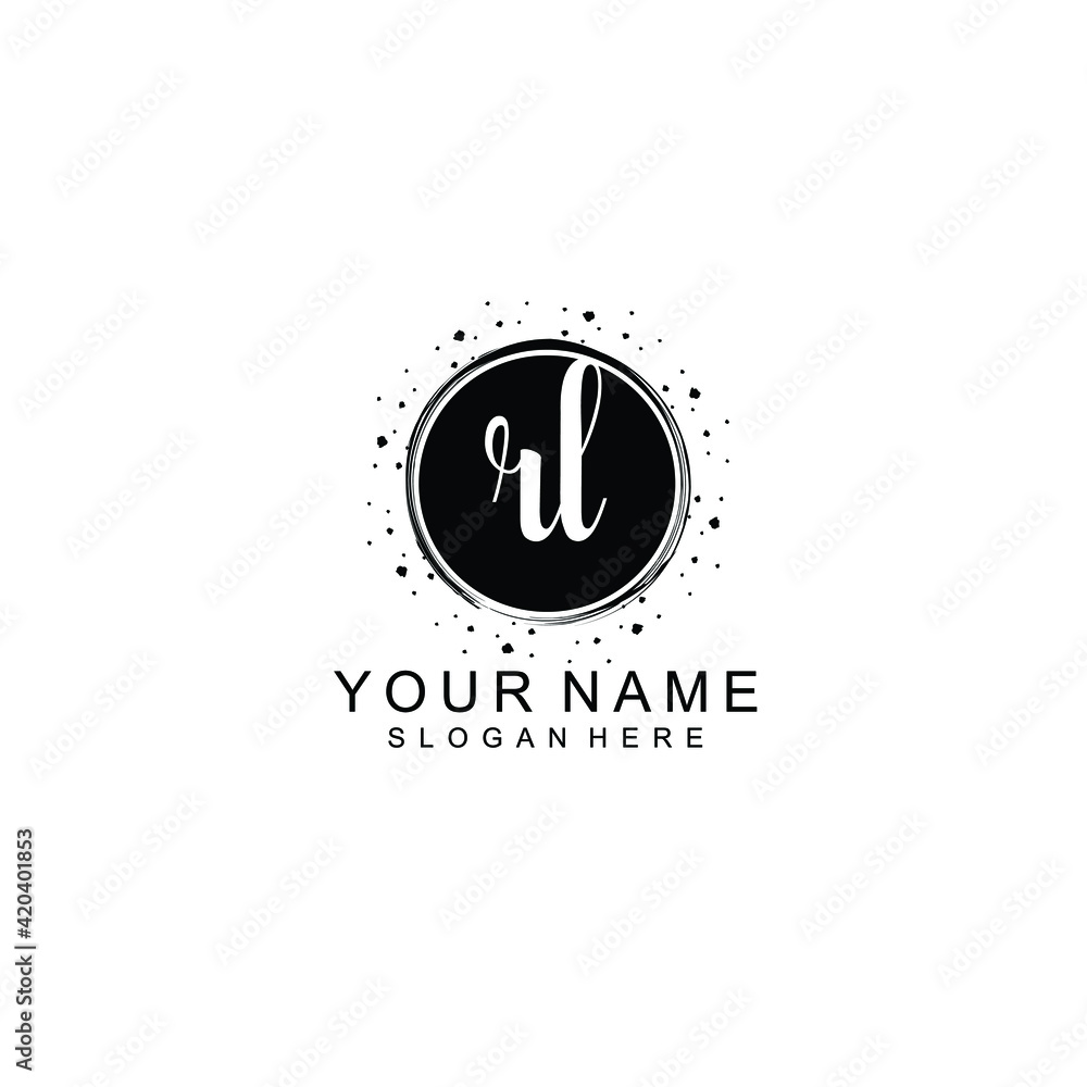 RL beautiful Initial handwriting logo template RL beautiful Initial handwriting logo template