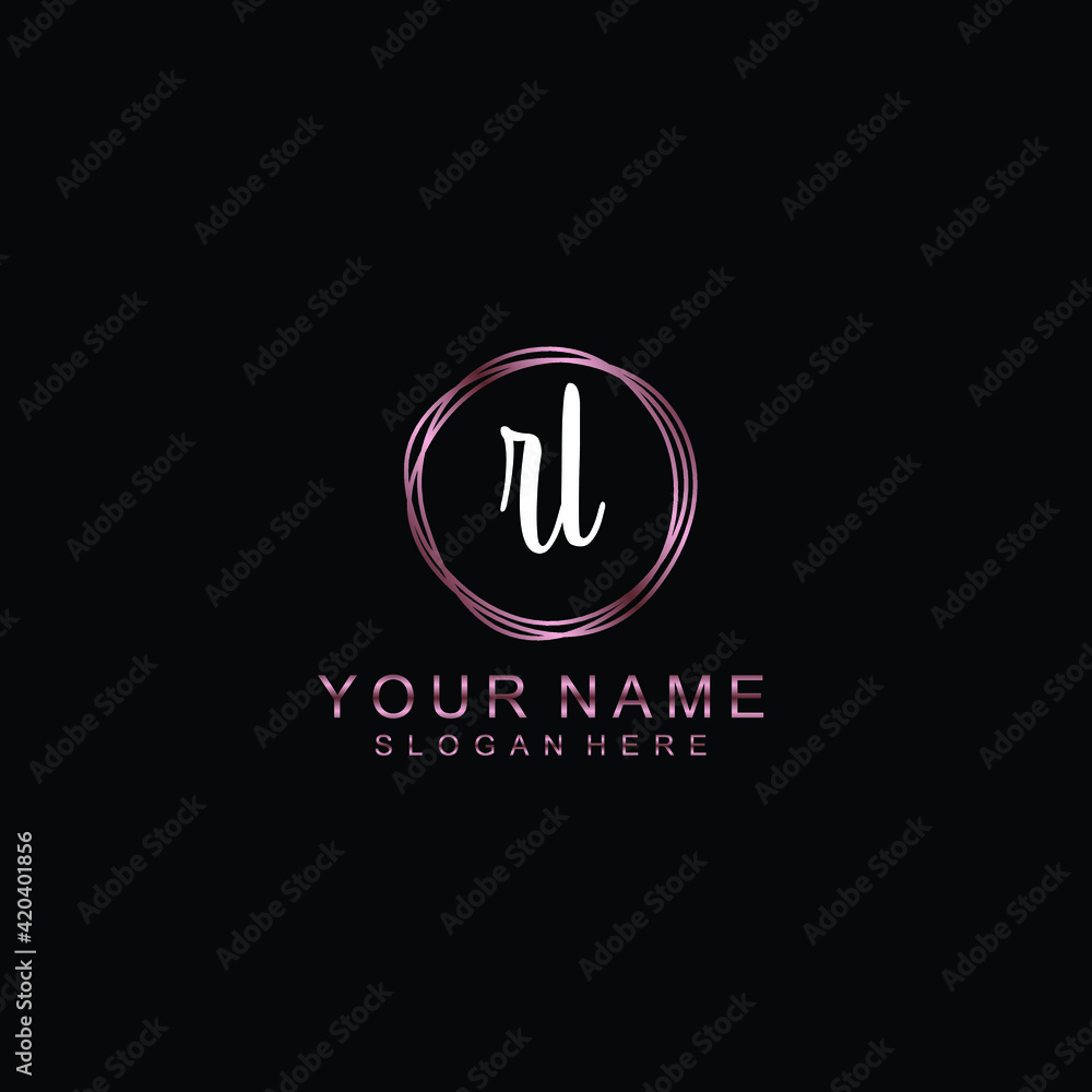 RL beautiful Initial handwriting logo template RL beautiful Initial handwriting logo template