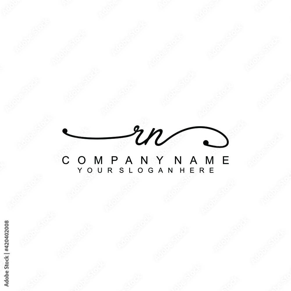 RN beautiful Initial handwriting logo template RN beautiful Initial handwriting logo template