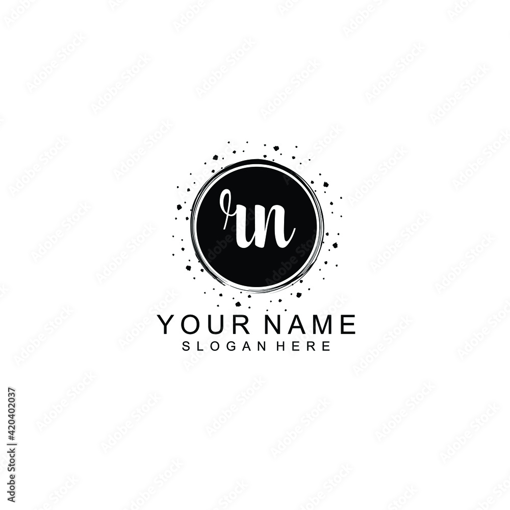 RN beautiful Initial handwriting logo template RN beautiful Initial handwriting logo template