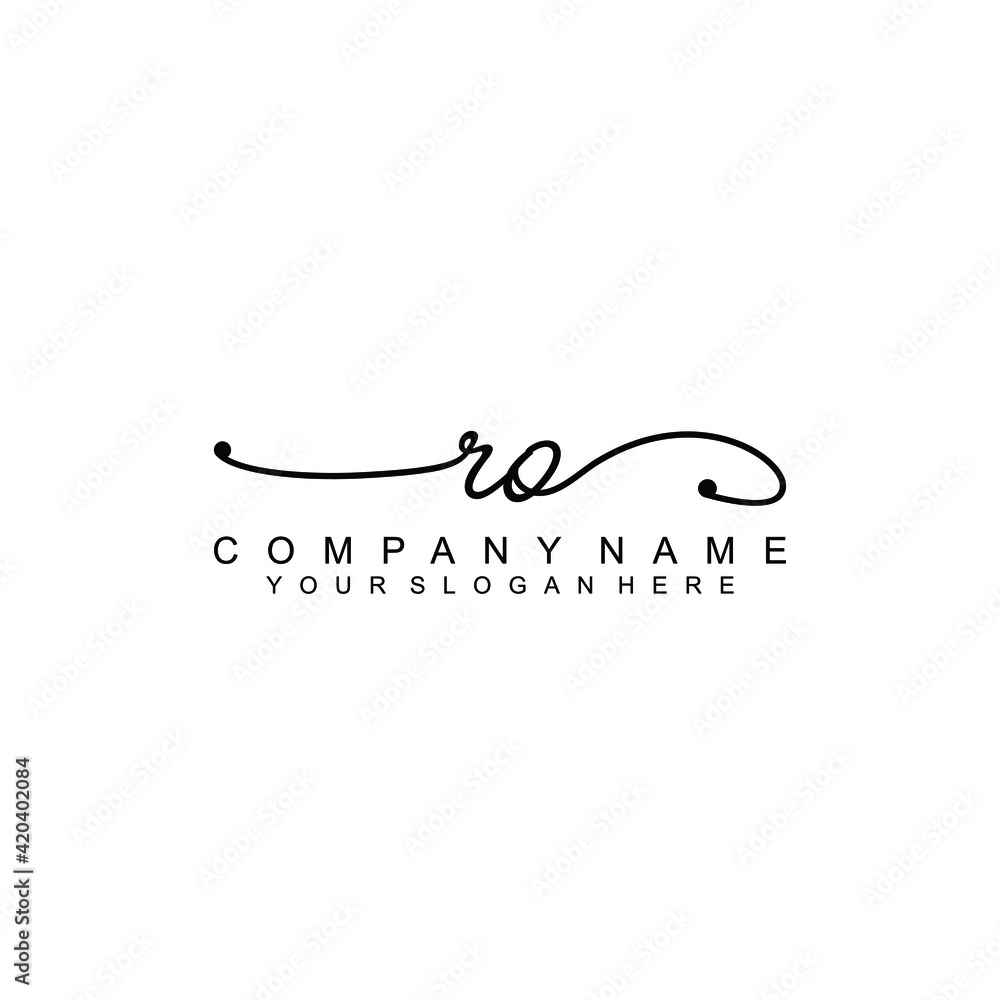RO beautiful Initial handwriting logo template RO beautiful Initial handwriting logo template