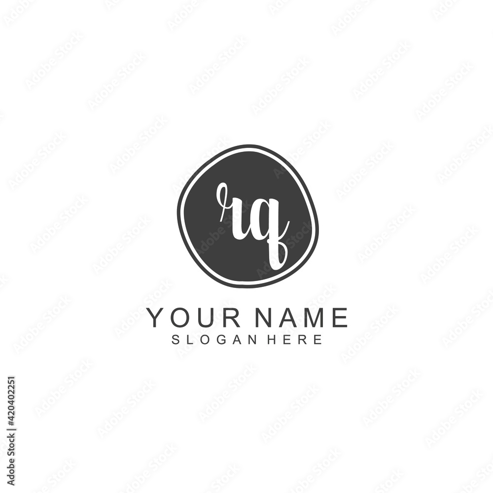 RQ beautiful Initial handwriting logo template RQ beautiful Initial handwriting logo template