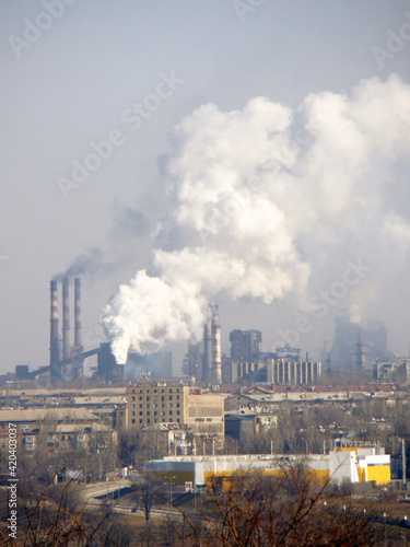 View of the industrial site of Zaporozhye. environmental pollution