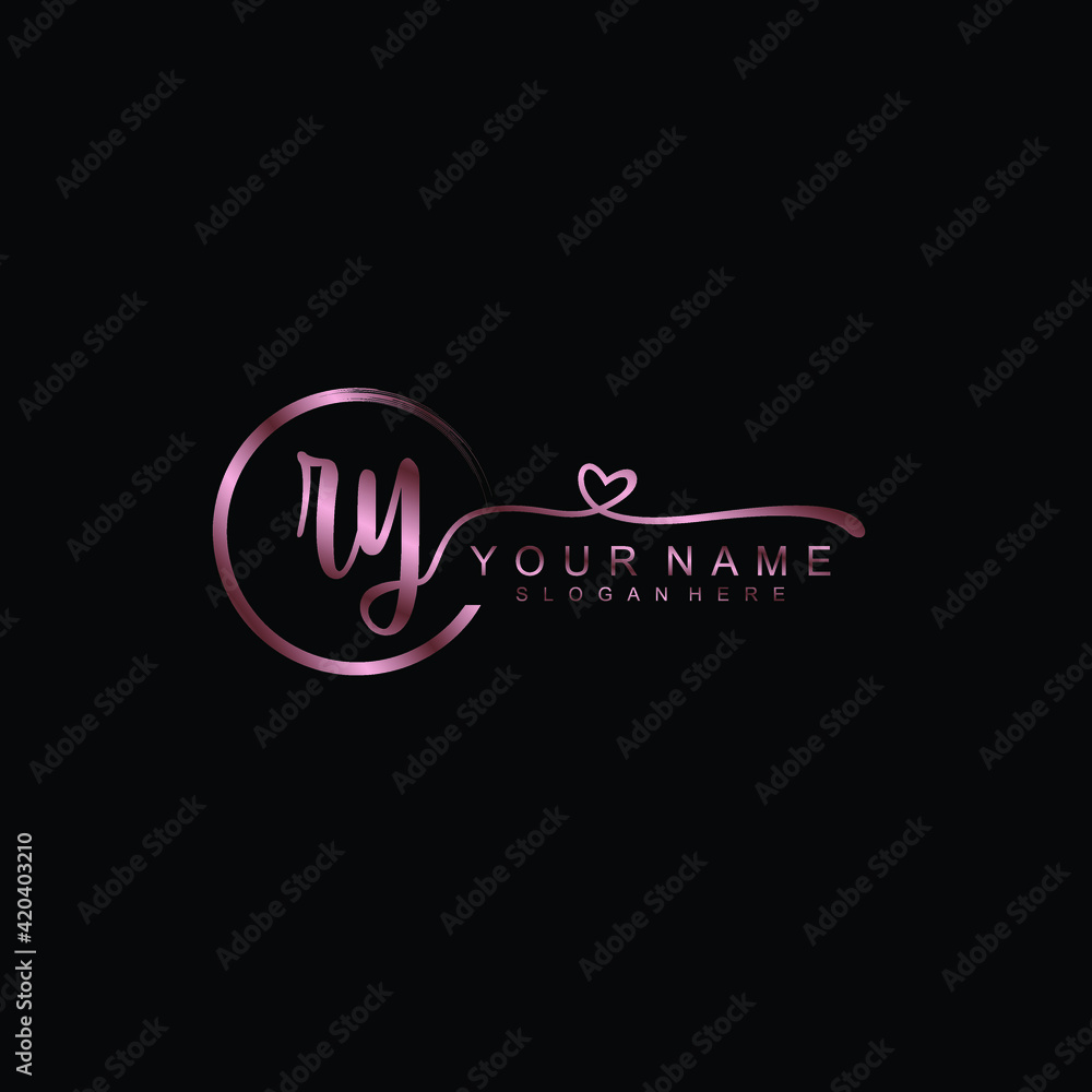 RY beautiful Initial handwriting logo template RY beautiful Initial handwriting logo template
