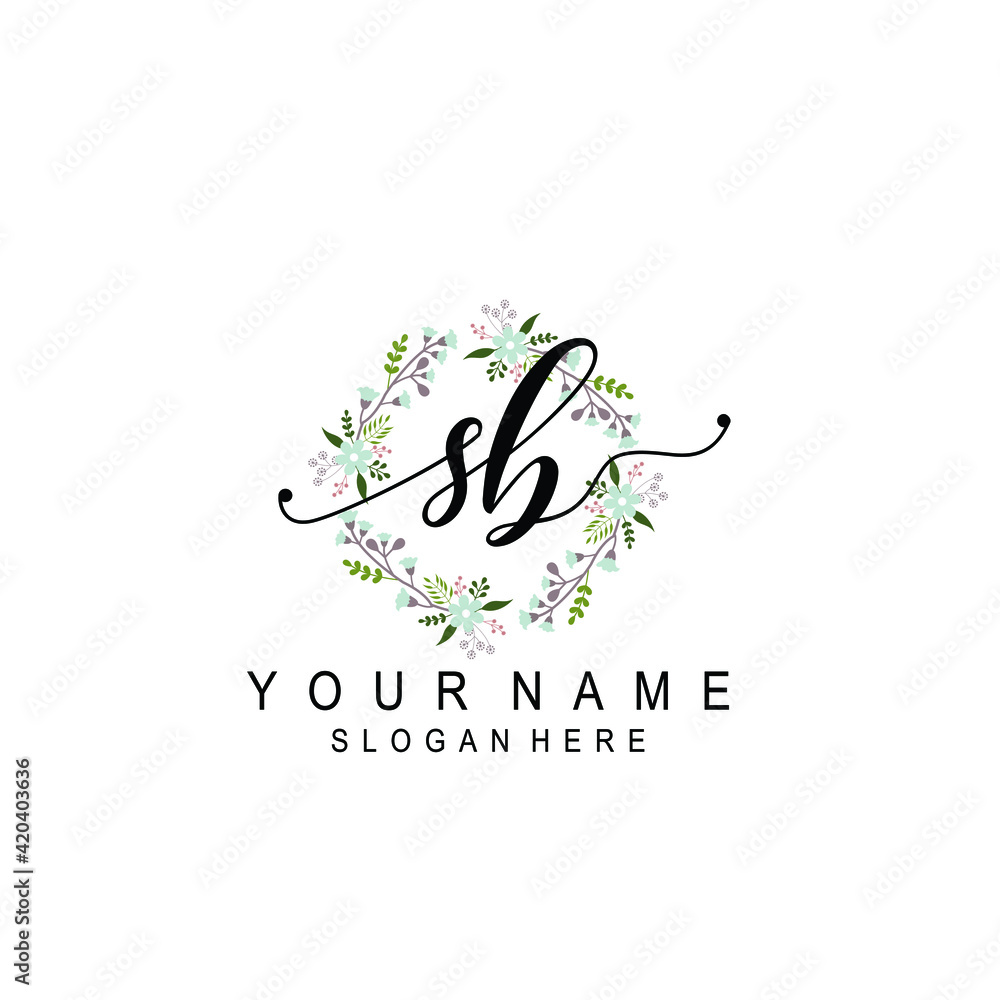 SB beautiful Initial handwriting logo template SB beautiful Initial handwriting logo template