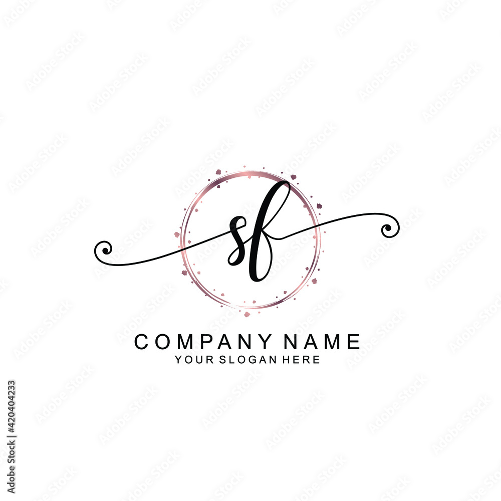 SF beautiful Initial handwriting logo template SF beautiful Initial handwriting logo template