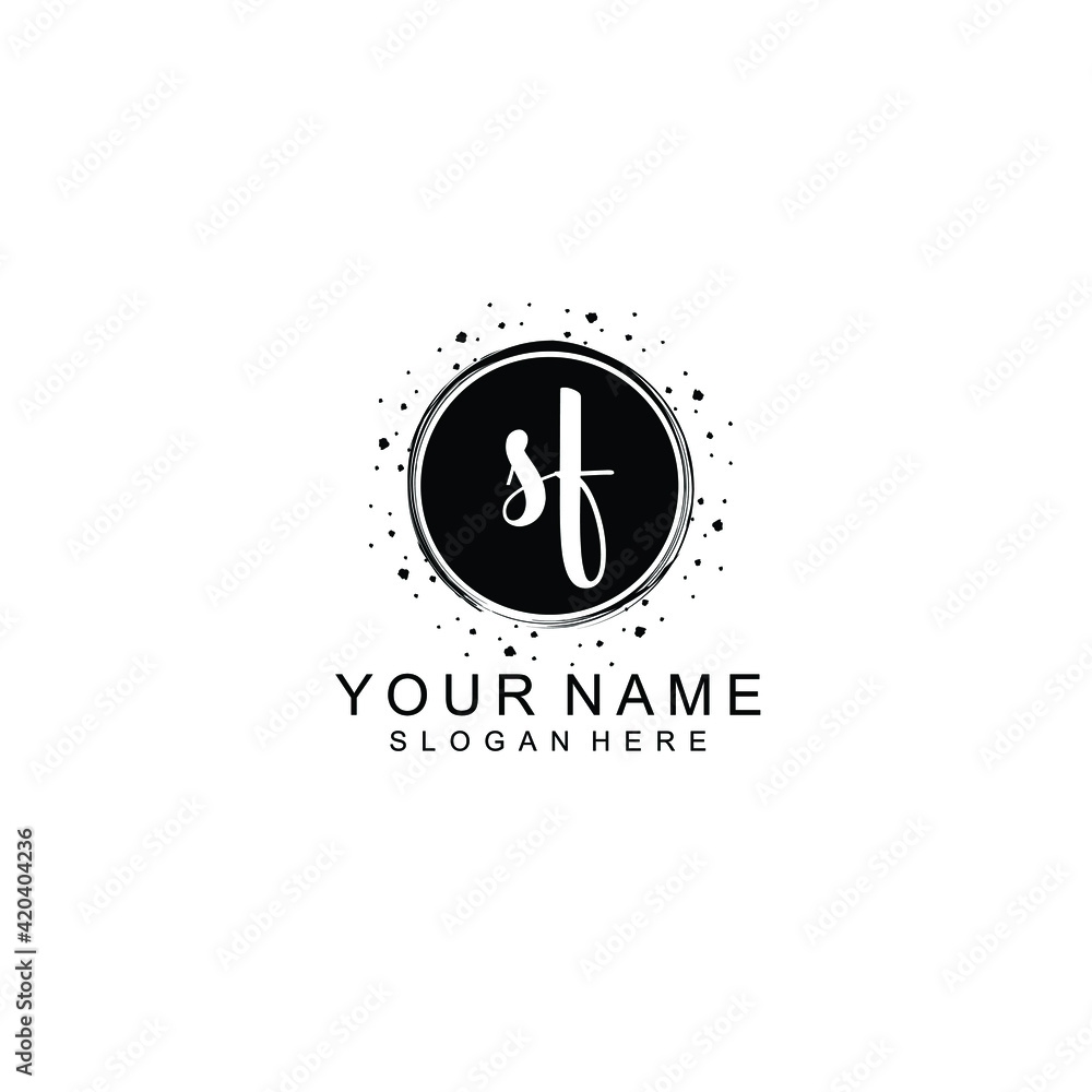 SF beautiful Initial handwriting logo template SF beautiful Initial handwriting logo template