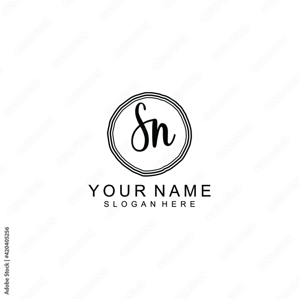 SN beautiful Initial handwriting logo template SN beautiful Initial handwriting logo template